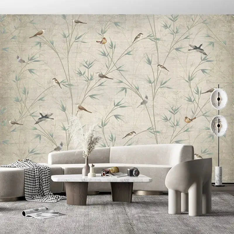 papel pintado ramas y pajaros