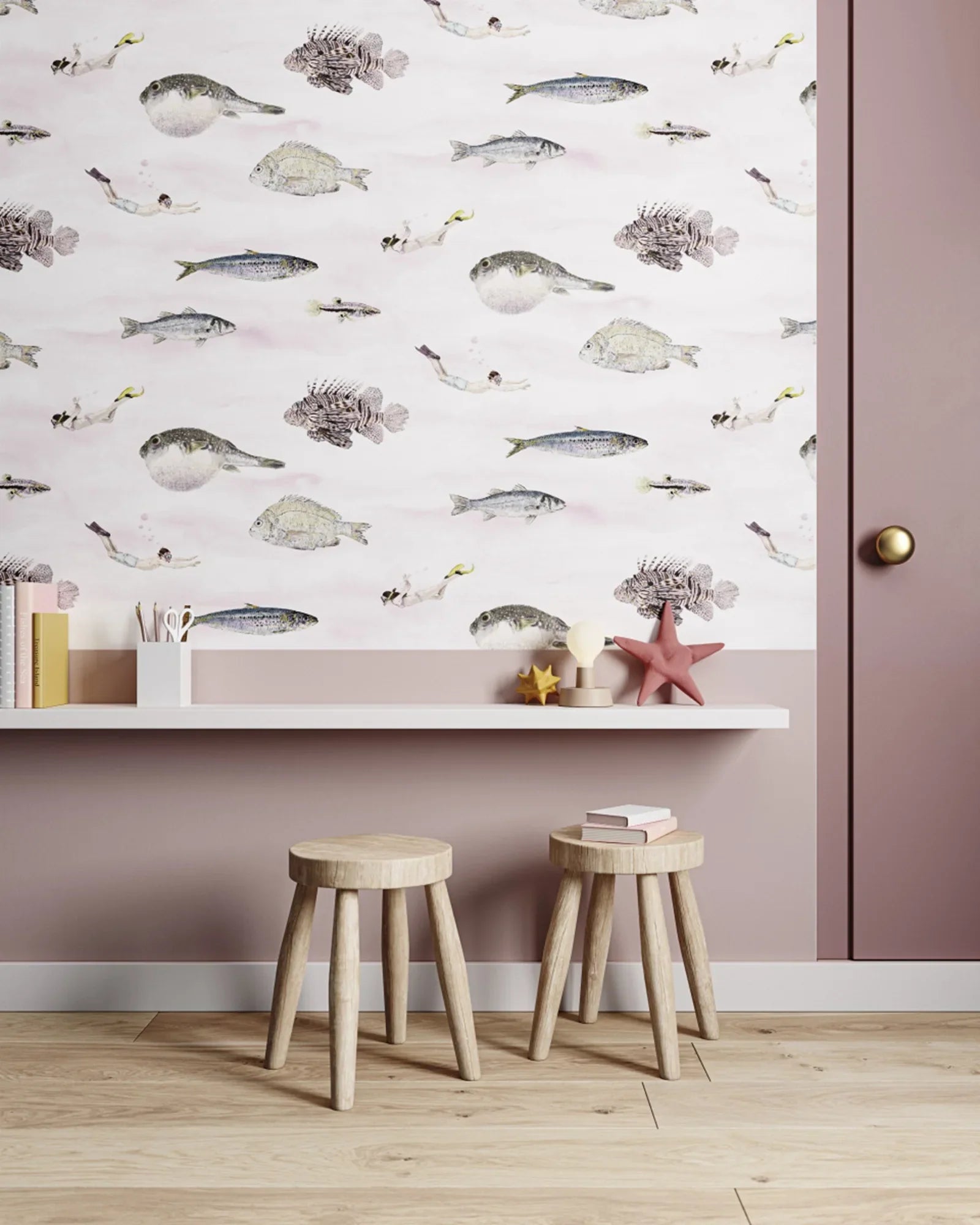 Papel Pintado Baño Peces