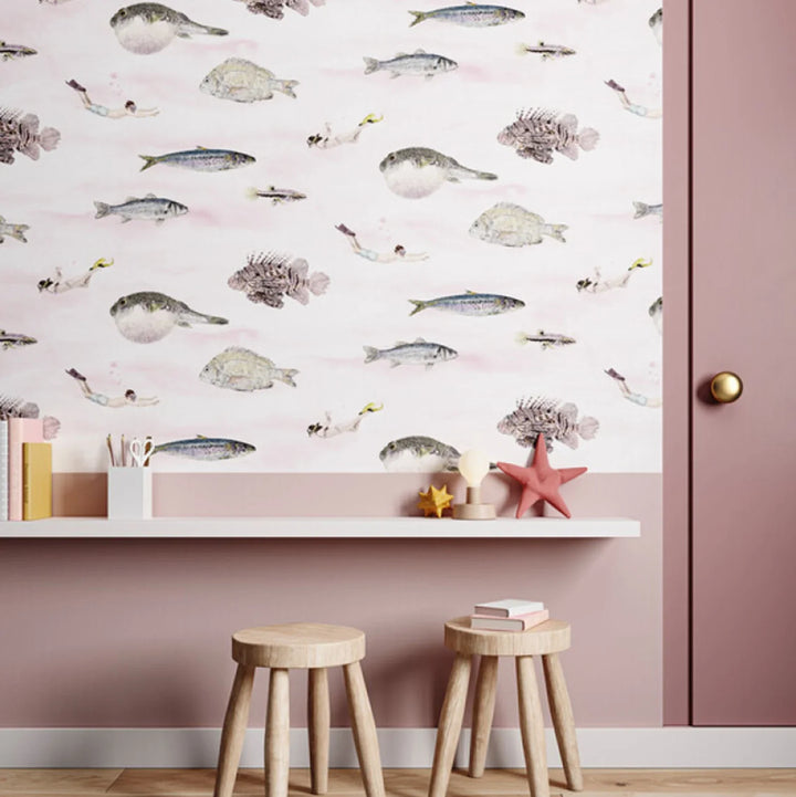 Papel Pintado Baño Peces