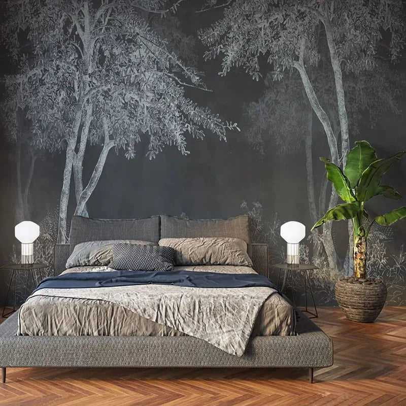 Papel Pintado Bosque Gris