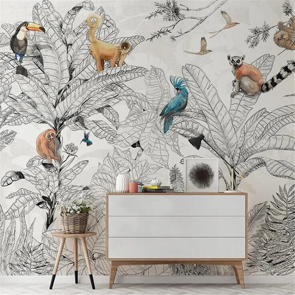 Papel Pintado Con Plantas Tropical