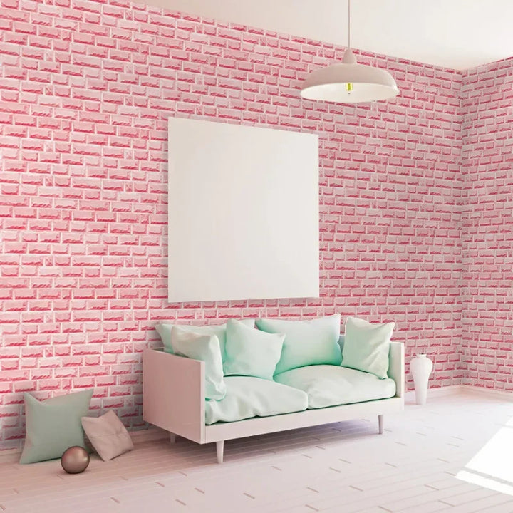 Papel Pintado Ladrillo Dormitorio Rosa