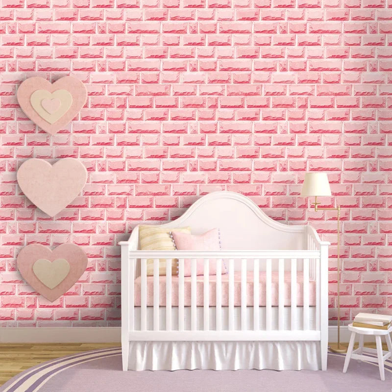 Papel Pintado Ladrillo Dormitorio Rosa