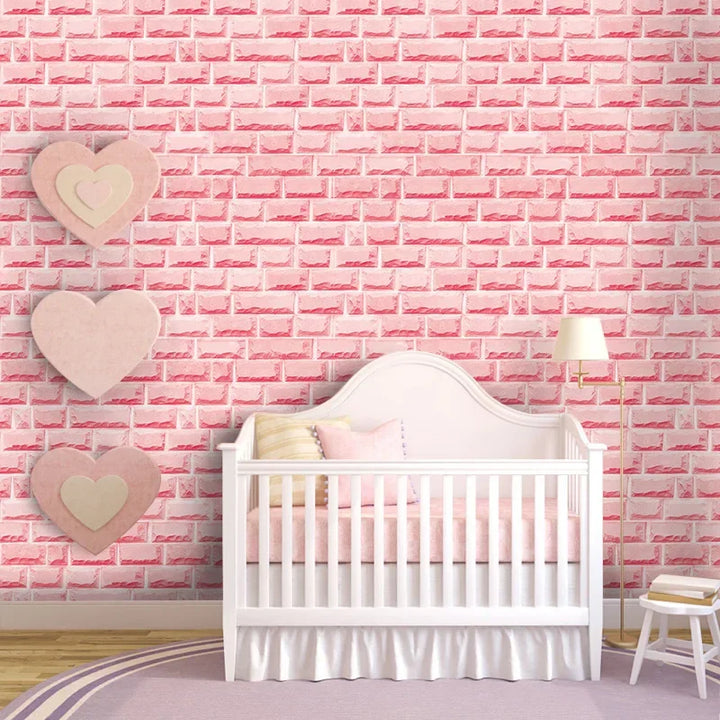 Papel Pintado Ladrillo Dormitorio Rosa